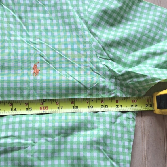 New Ralph Lauren Custom Fit Cotton Green Checkered Men's Button Down Shirt - Picture 8 of 10